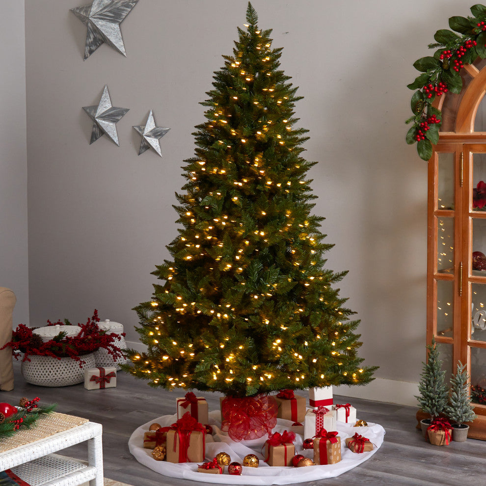 7.5' Vermont Spruce Faux Xmas Tree W/650 Color Changing  &1336 Bendable Branches