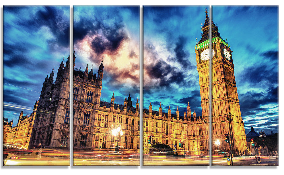 "Big Ben and House of Parliament" Photograph Print, 4 Panels