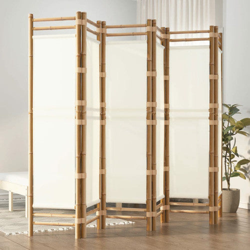 vidaXL Room Divider Foldable 6 Panel Room Divider Screen Bamboo and Canvas