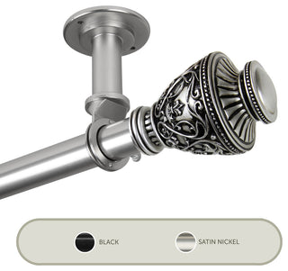 Vase Ceiling 1" Curtain Rod/Room Divider, Satin Nickel, 28-48"