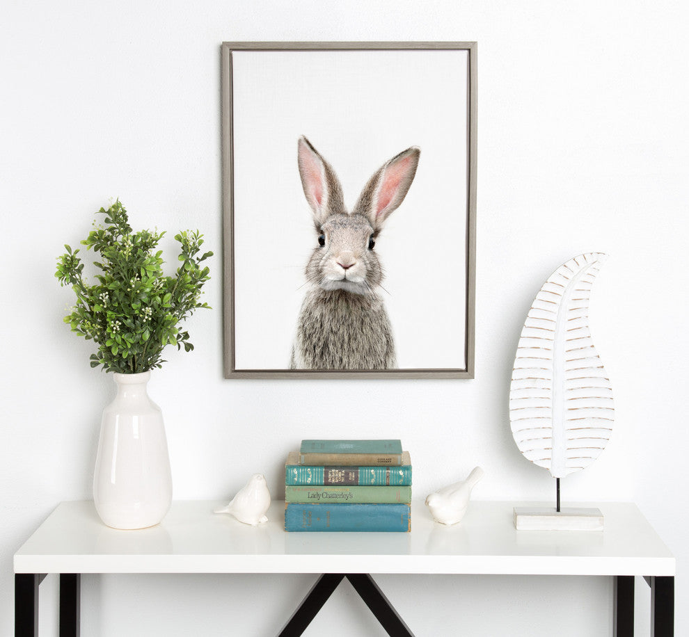 Sylvie F Baby Bunny Rabbit Animal Print Framed Canvas by Amy Peterson, 18x24