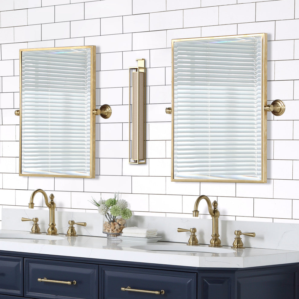 Water-Creation Empire 18"x24" In. Metal Rectangular Mirror in Satin Gold PVD