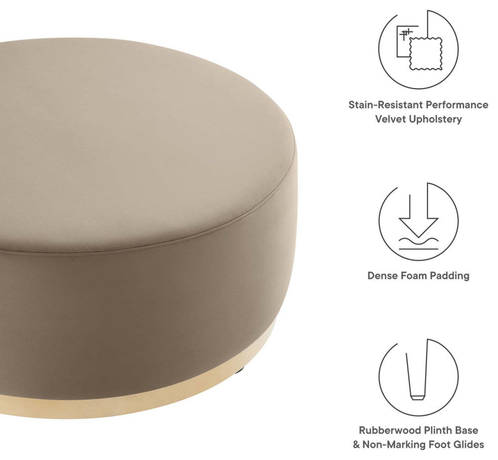 Tilden Large 38" Round Performance Velvet Upholstered Ottoman