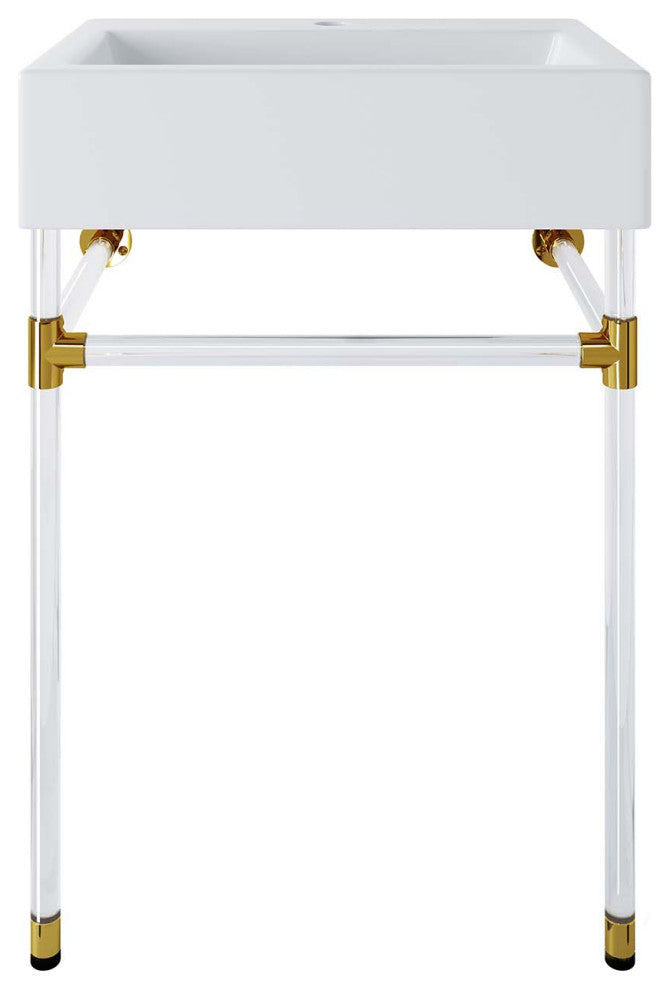 Redeem 24" Acrylic Wall-Mount Bathroom Vanity, Clear White