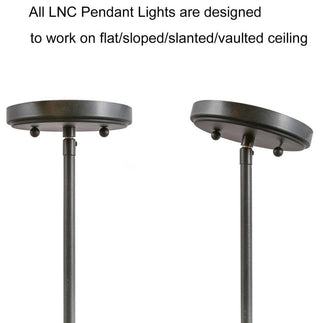 LALUZ 3-Light Linear Industrial Kitchen Island Lighting, Matte Black and Gray