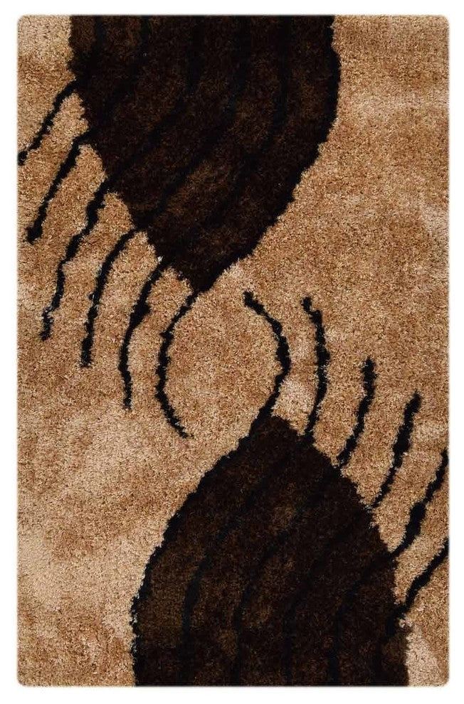 Shaggy Hand Tufted Modern Oriental Shag Area Rug, Brown, 8x10'
