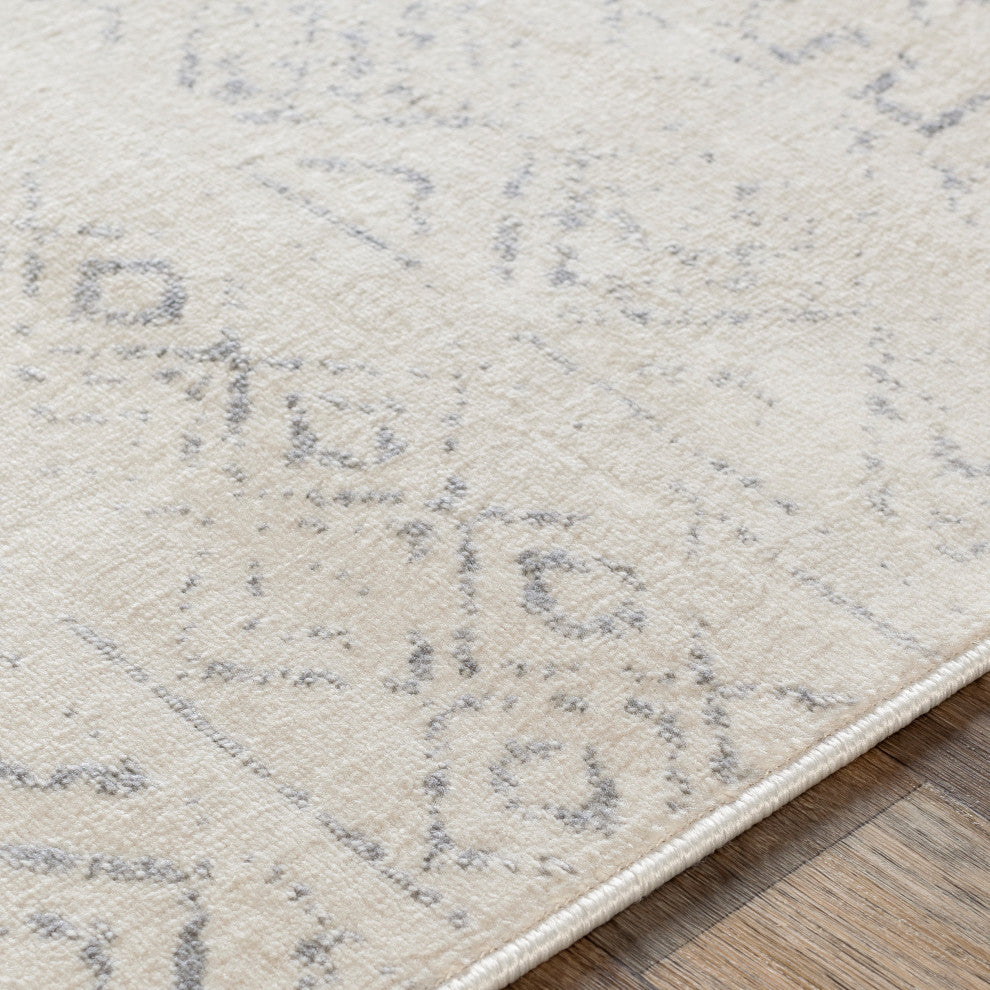Surya Roma ROM-2341 9'x12'3" Rug, Medium Gray/Light Gray/White