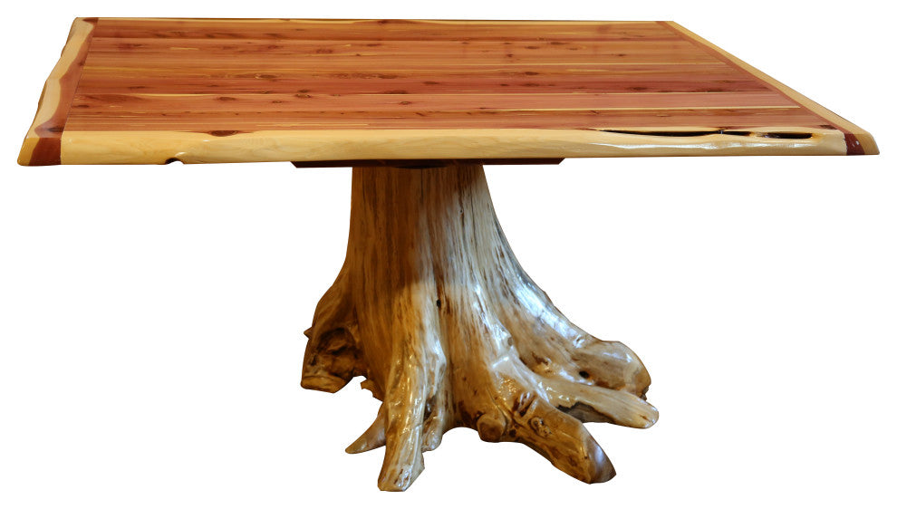 Red Cedar Log Stump Dining Set, 42" X 72"