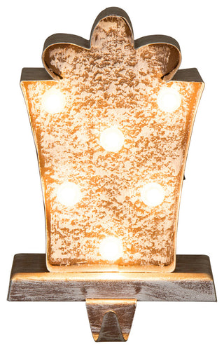 7.50"H Marquee LED Metal Giftbox Stocking Holder