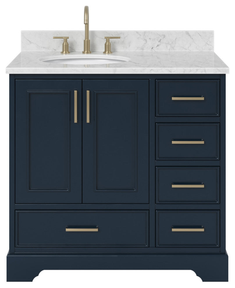 Ariel Stafford 37" Single Left Offset Oval Sink Bathroom Vanity