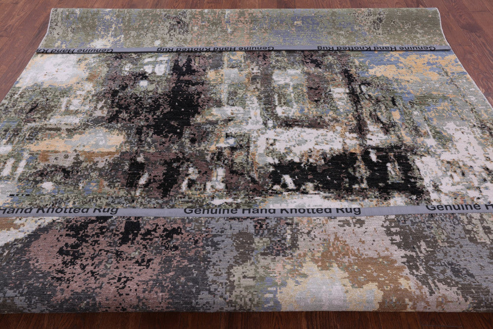 Modern Wool and Silk The Lake House Design Handmade Rug 8' 1" X 10' 0" Q7183