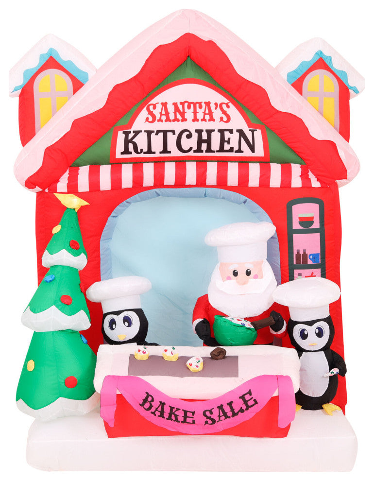 7-Ft. Tall Pre-Lit Inflatable Santa's Kitchen