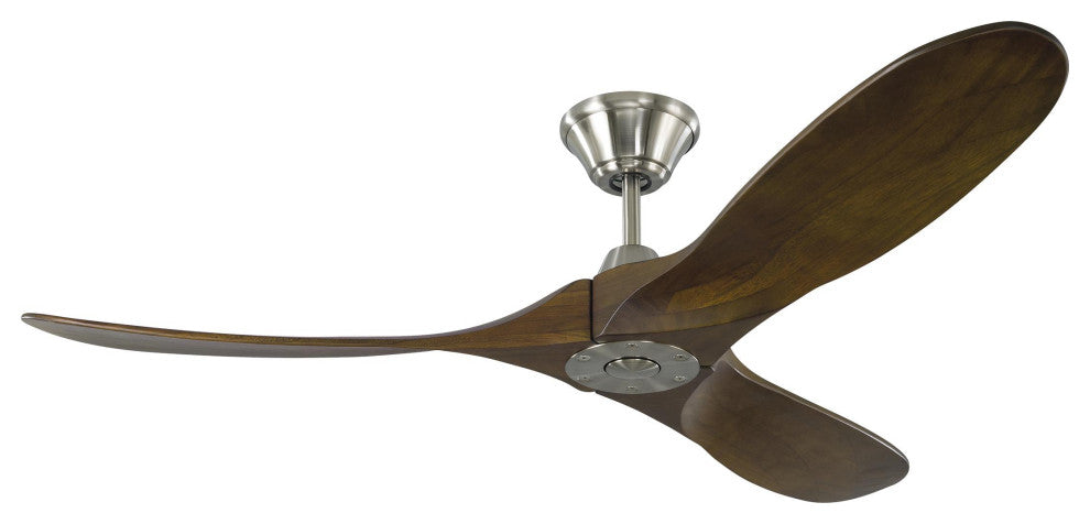 Maverick Outdoor Ceiling Fan Matte White Brushed Steel Dark Walnut Tropical
