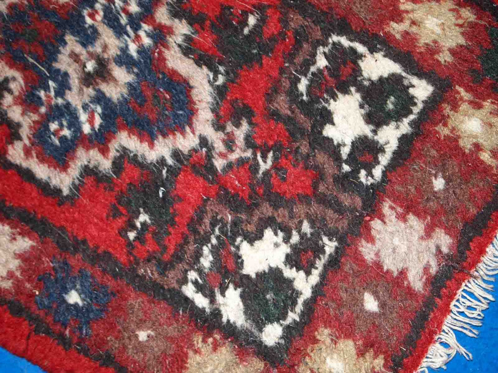 Handmade vintage Persian Hamadan rug 1.3' x 1.9' (40cm x 59cm) 1970s