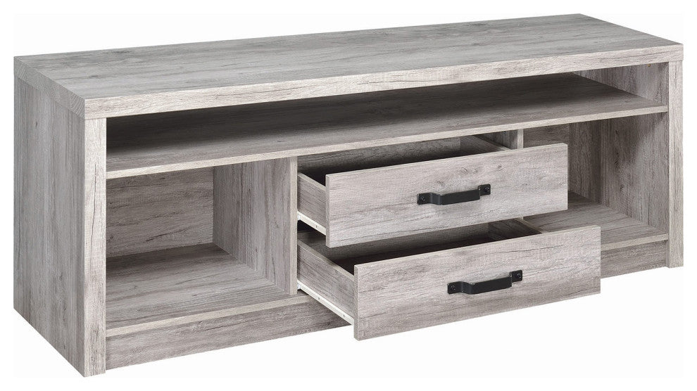 2 Drawers and Open Shelf TV Console, Gray