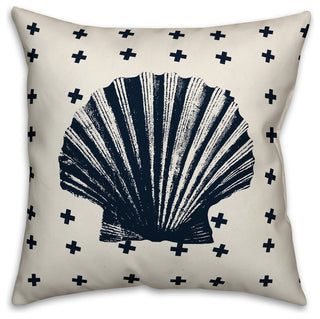 Nautical Navy Shell Spun Poly Pillow, 18x18