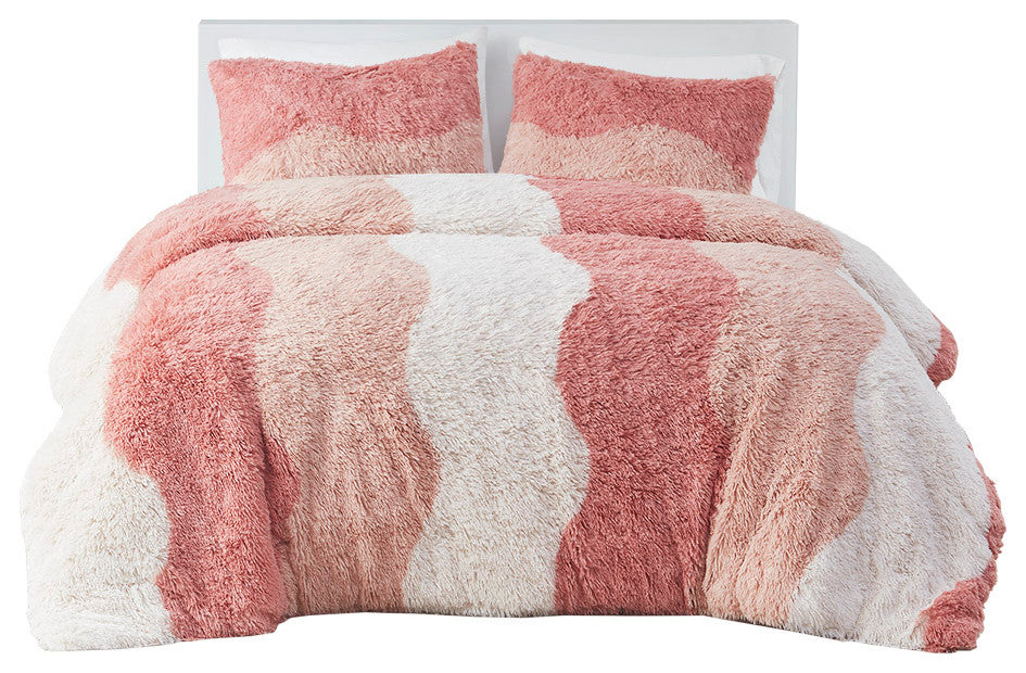 Intelligent Design Cassie Ombre Shaggy Faux Fur Duvet Cover Set