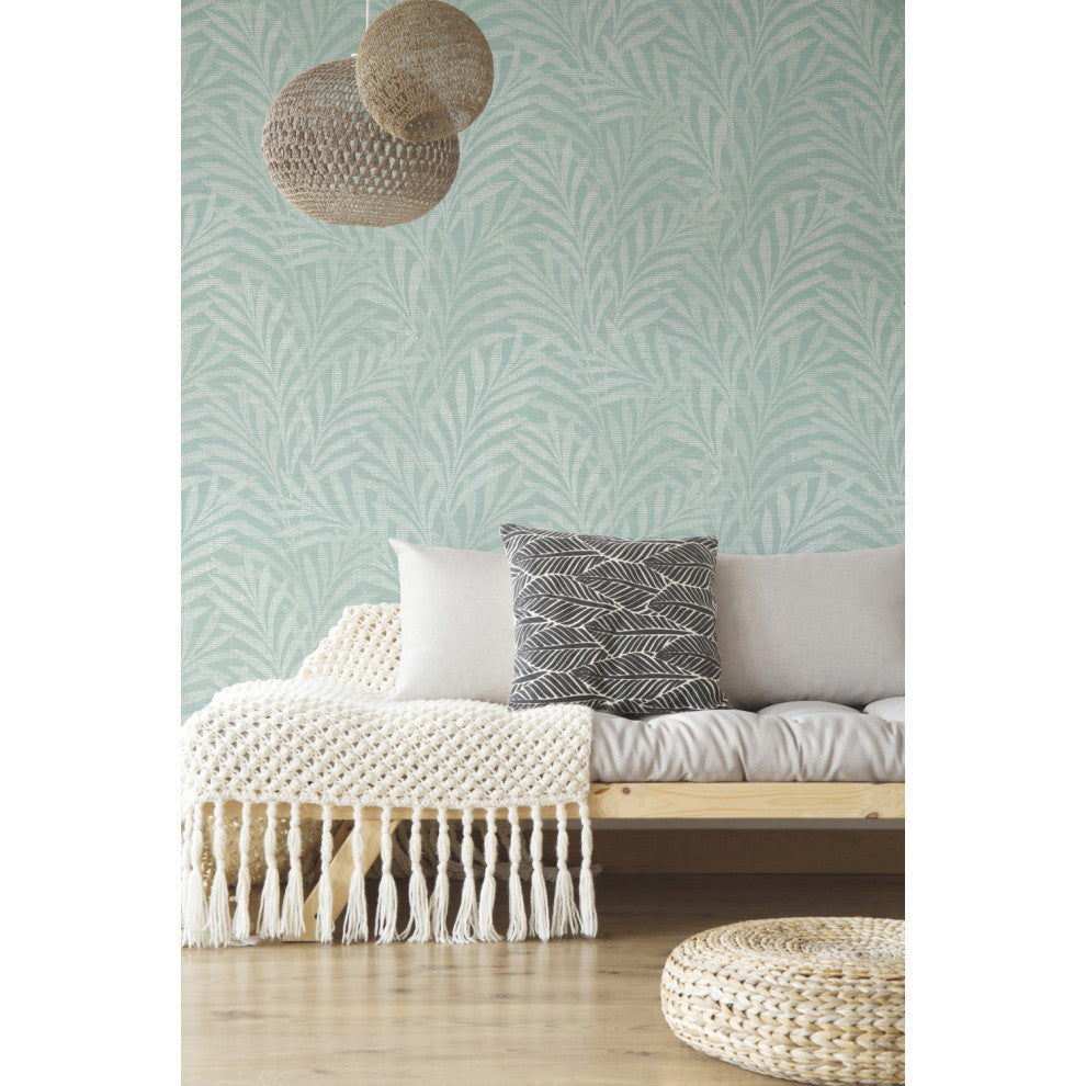 Blue Tea Leaves Stripe Wallpaper