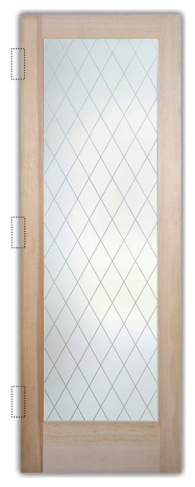 Interior Prehung Door or Interior Slab Door - Diamond Grid - Douglas Fir...