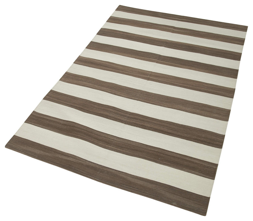 Rug N Carpet - Handmade Wool 3' 5'' x 5' 7'' Geometric Dhurrie Kilim Rug