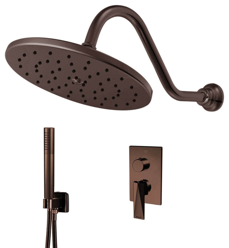 Bravat Light Oil Rubbed Bronze Shower Set, Valve Mixer 2-Way Concealed Wall