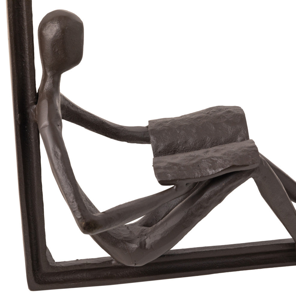 Man Reading on a Window Sill Hanging Wall Art Iron Sculpture