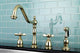 Widespread Kitchen Faucet, Brass Sprayer, Polished Brass