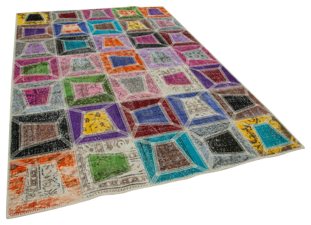 Rug N Carpet - Hand-Knotted Oriental 6' 3" x 9' 1" Over-dyed Patchwork Area Rug