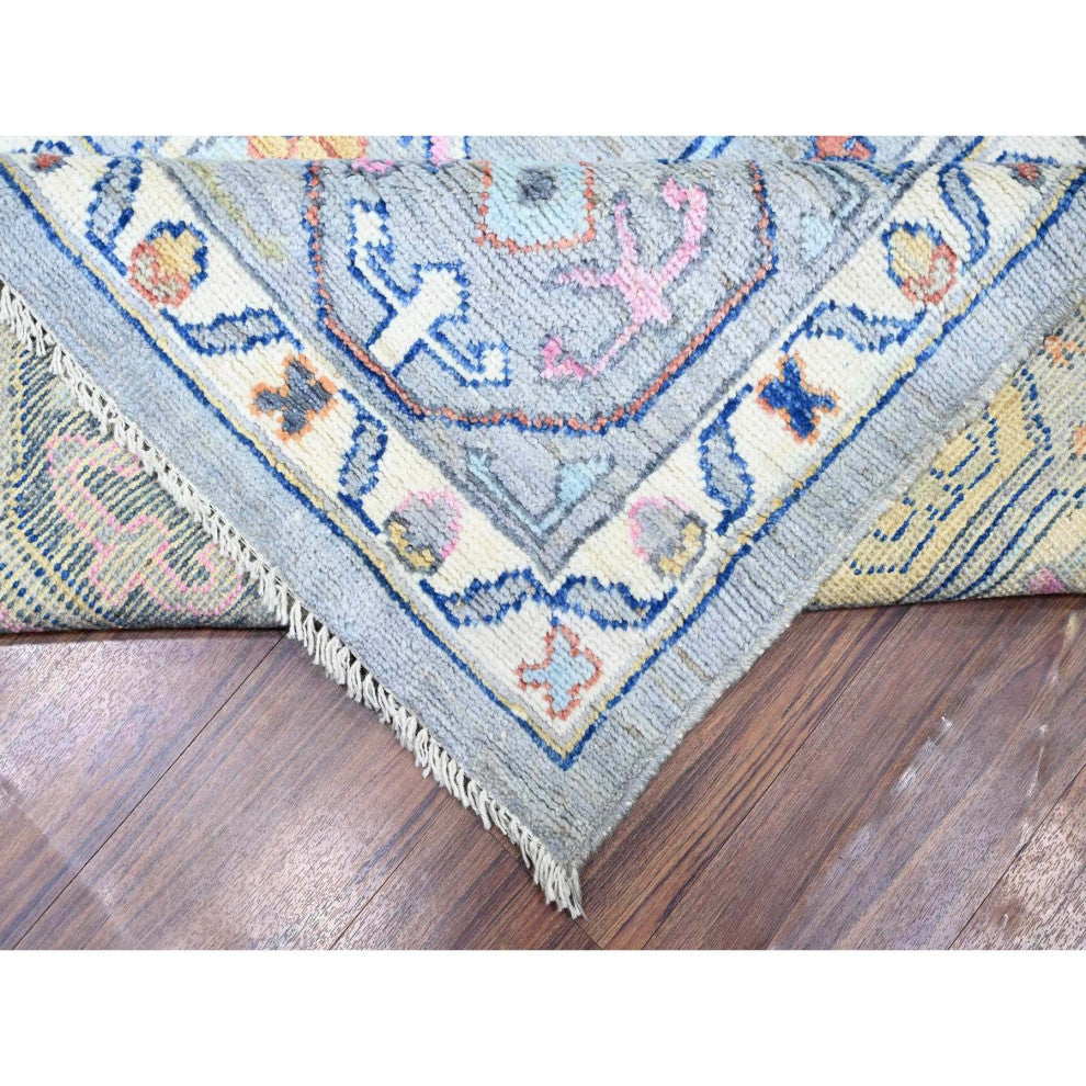 Cloud Gray Anatolian Village Inspired Wool Hand knotted Oriental Rug 10'3"x13'7"