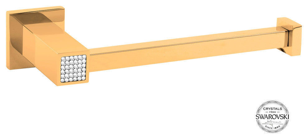 Skip Diamond Toilet Paper Holder Without Lid, Swarovski Crystal, Gold