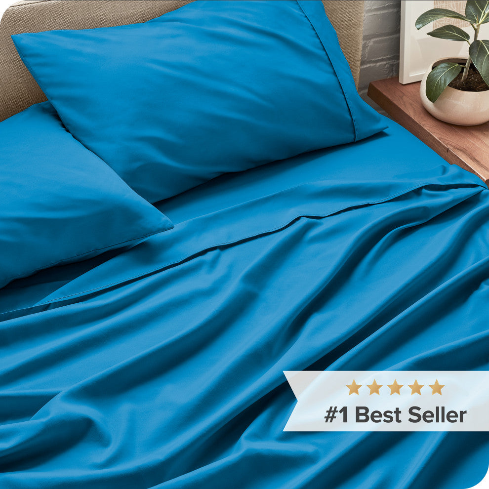 Bare Home 1800 Microfiber Sheet Set, Medium Blue, Twin