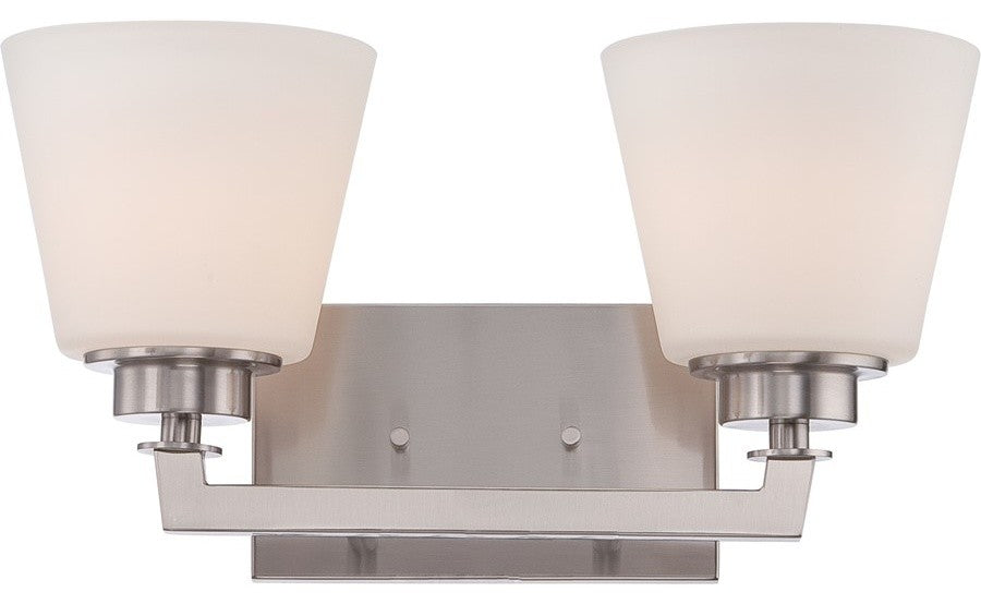 Nuvo 2-Light Incandescent Mobili Vanity and Wall Light Fixture, Brushed Nickel