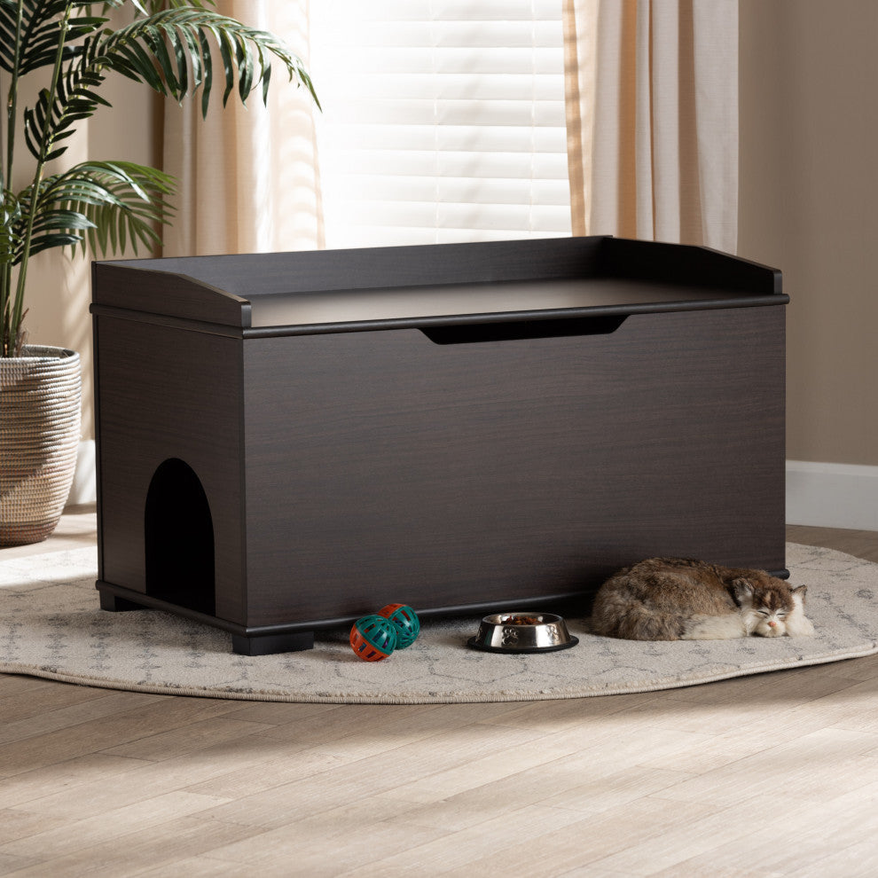 Yvette Modern Cat House, Dark Brown