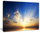 "Sunset in The Ocean Blue Sky Panorama" Seascape Art Canvas, 20"x12"