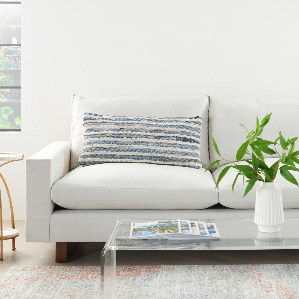 Mina Victory DL001 Throw Pillow, Denim, 14" x 30"