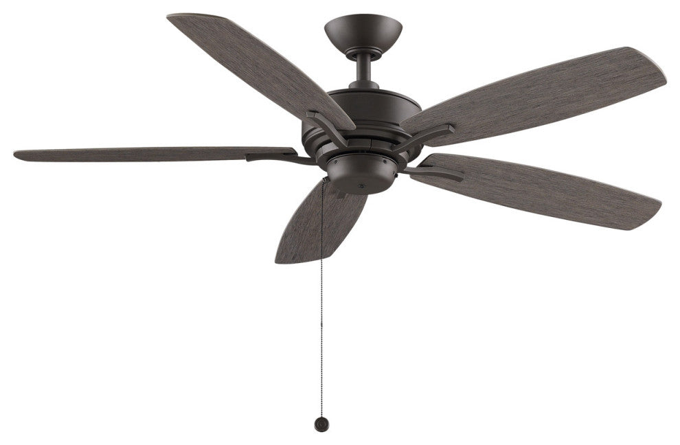 Aire Deluxe 52" Fan, Matte Greige With Weathered Wood Blades