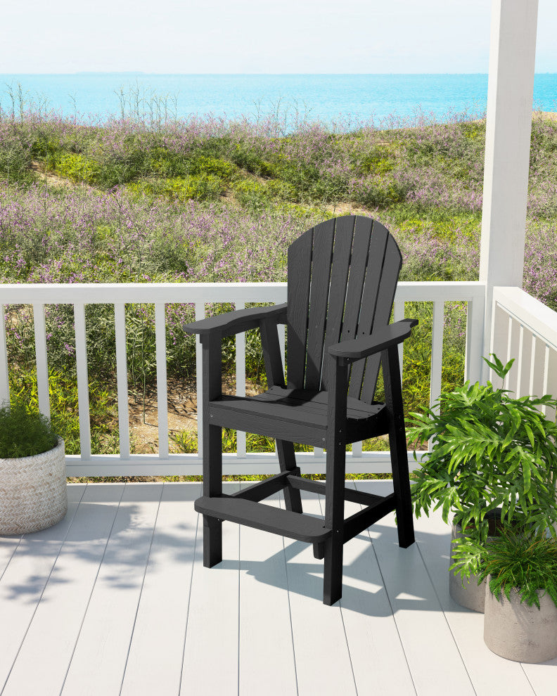 Rustic Adirondack Chairs Outdoor BarStools with Hight Back Design, Black