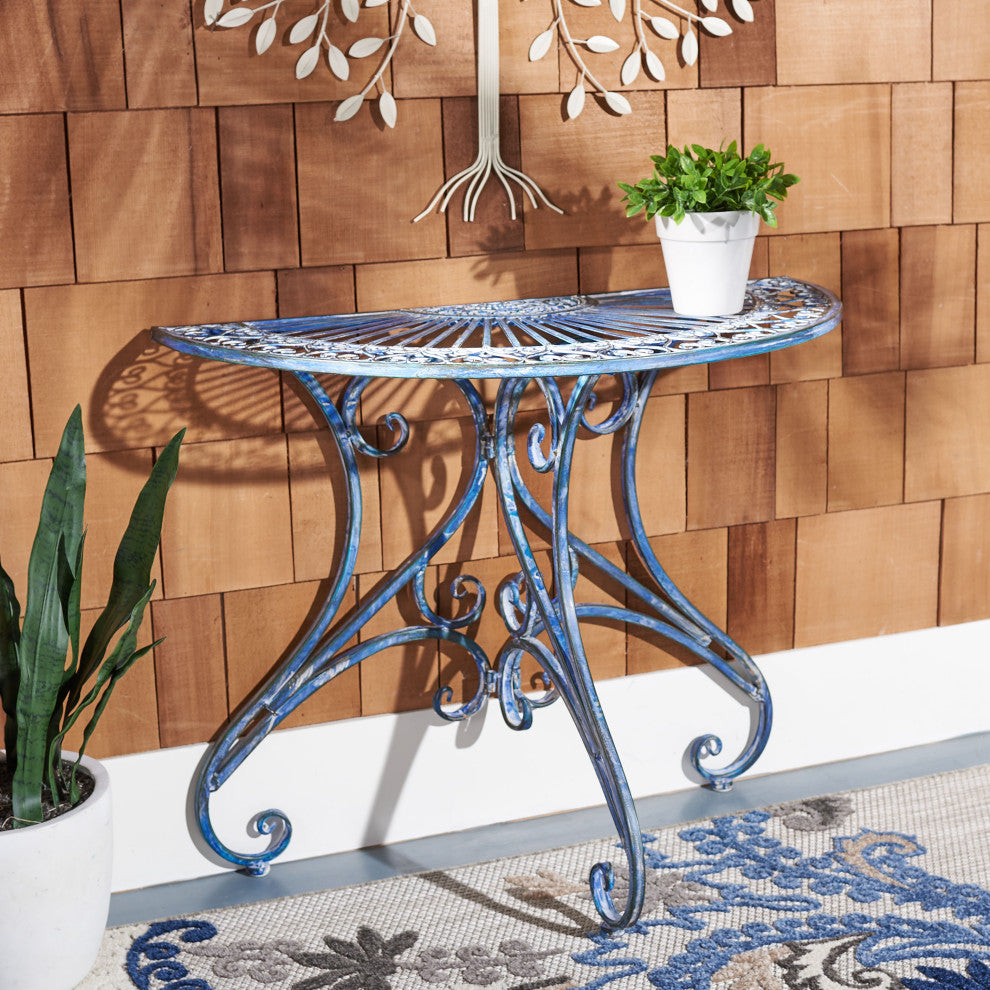 Safavieh Annalise Indoor-Outdoor Accent Table, Antique Blue