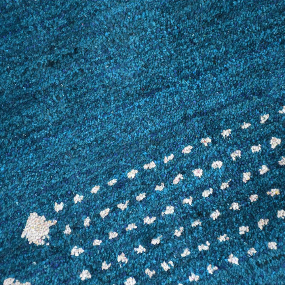 HAND KNOTTED LOOM SILK ECO-FRIENDLY AREA RUGS -10'x10',Square,Blue,Contemporary