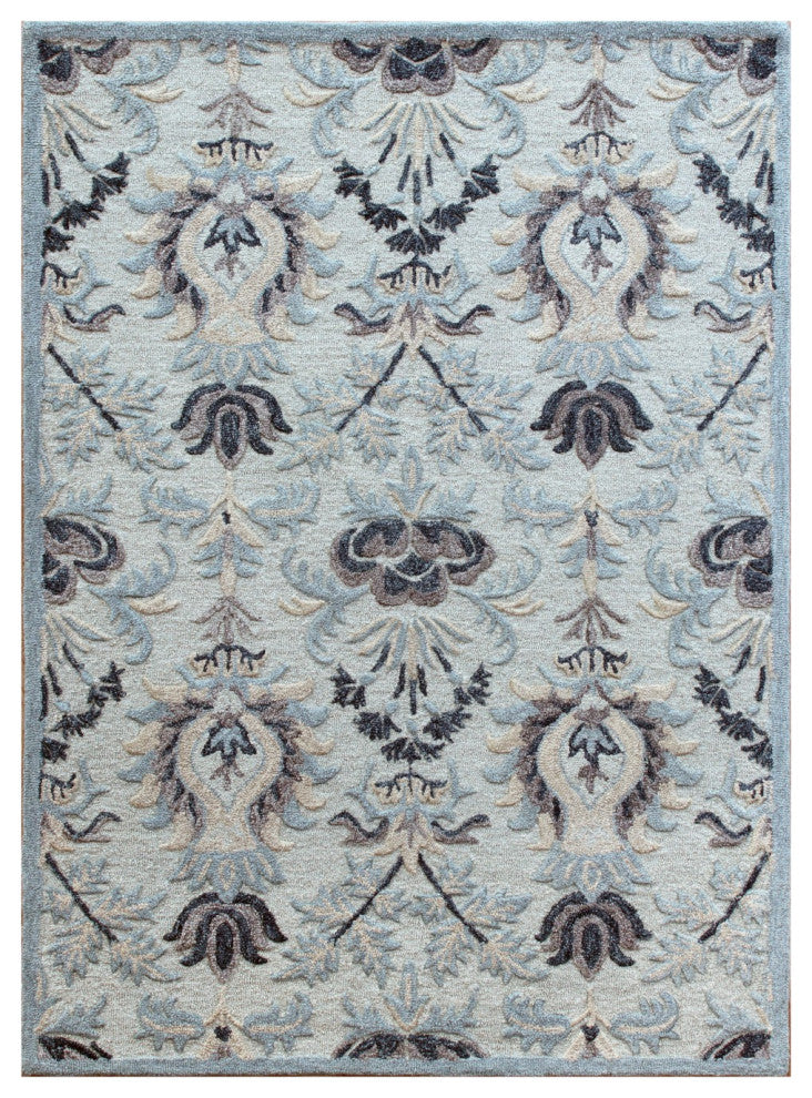 7" x 9" Blue Floral Patterns Area Rug