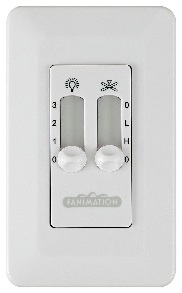 Two Speed Wall Control Non-Reversing, Fan Speed and Light, White