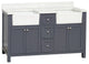 Yorkshire 60" Bathroom Vanity, Marine Gray, Engineered Marble, Double