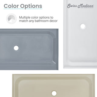 Voltaire 48 x36" Single-Threshold, Left Drain, Shower Base, Gray