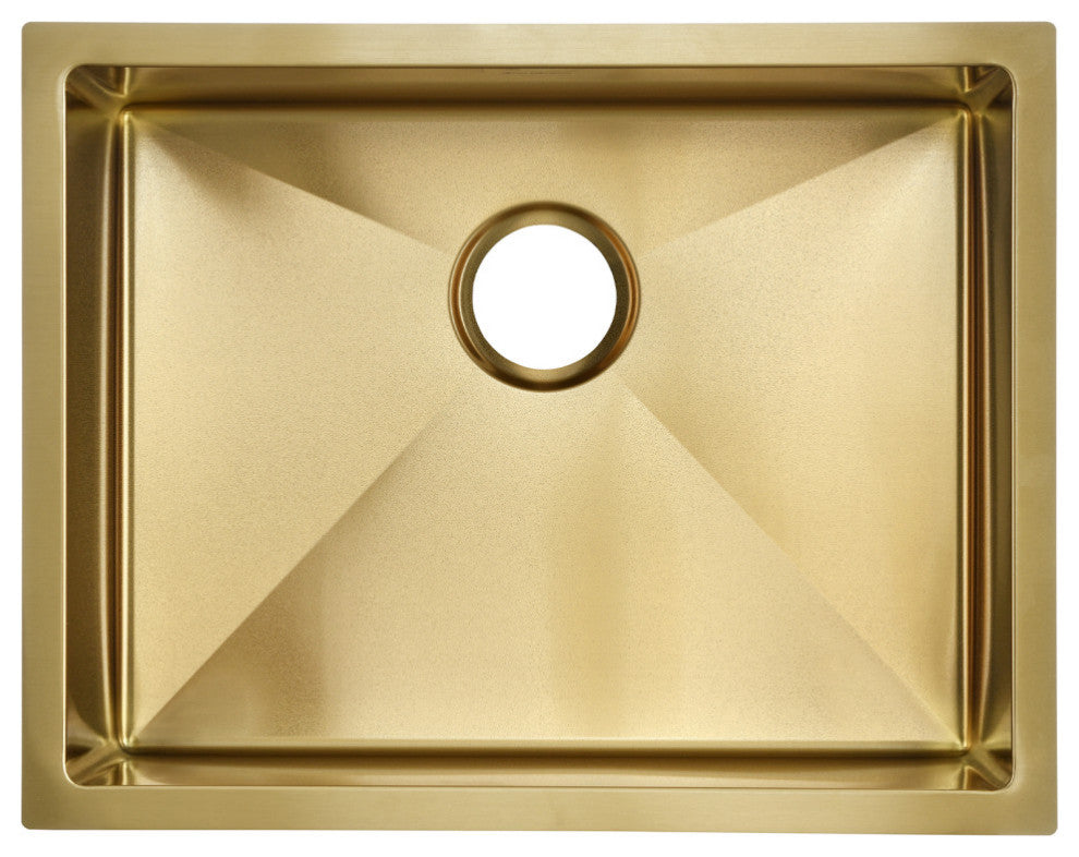 Rivage 23 x 18 Stainless Steel, Single Basin, Undermount Kitchen Sink, Gold