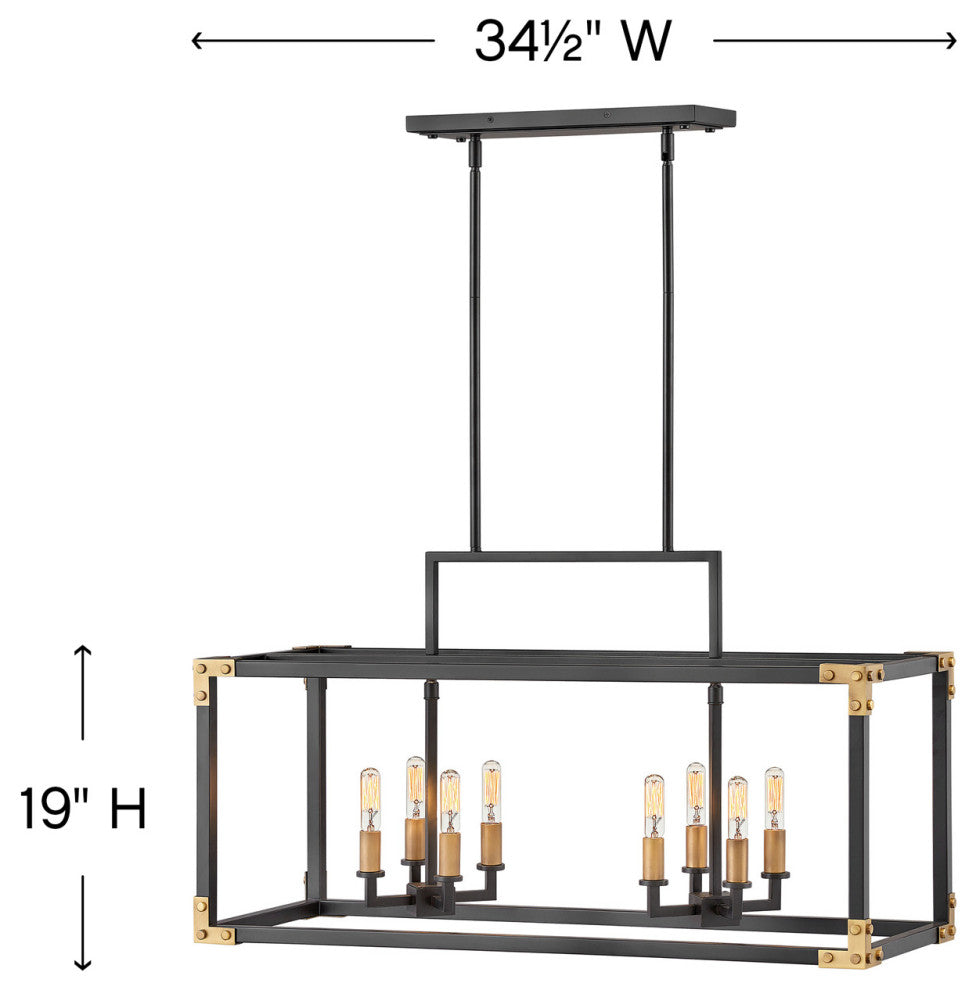 Hinkley Louis Small Eight Light Linear, Satin Black