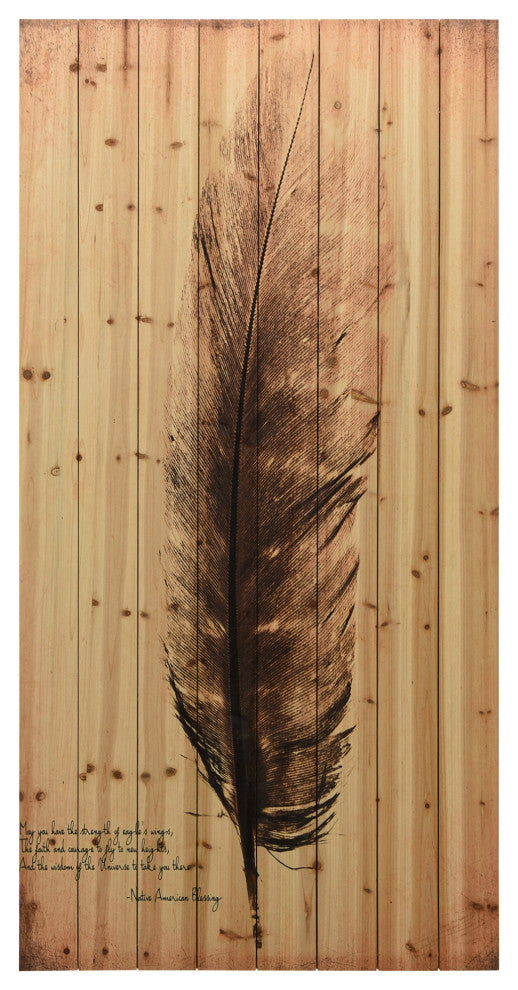"Feather on the Wind" Wood Wall Art Giclee Printed on Solid Fir Wood