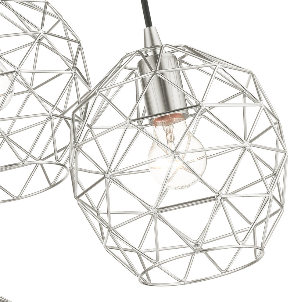 Brushed Nickel Geometric, Farmhouse, Industrial, Abstract, Rustic Pendant