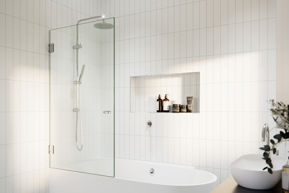 Glass Warehouse 58.25"x31.25" Frameless Shower Bath Door, Door Only, Polished Chrome