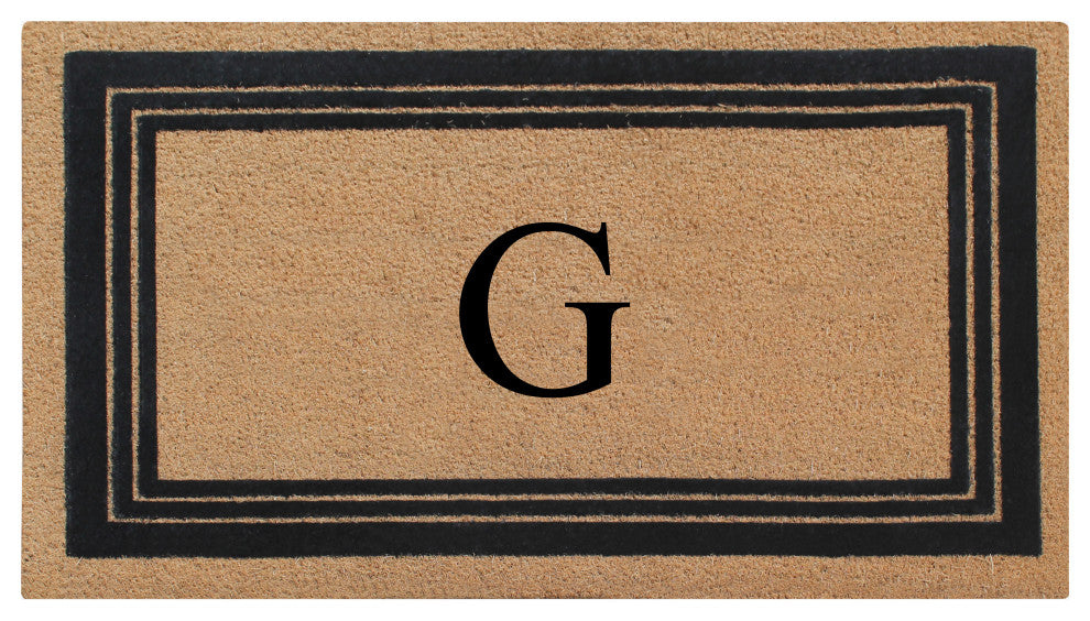 A1HC Natural Coir Monogrammed Entrance Flock Outdoor Durable Doormat 24" X 39",