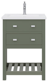 Viola 24" Integrated Ceramic Sink Top Vanity, Glacial Green, Vanity Only